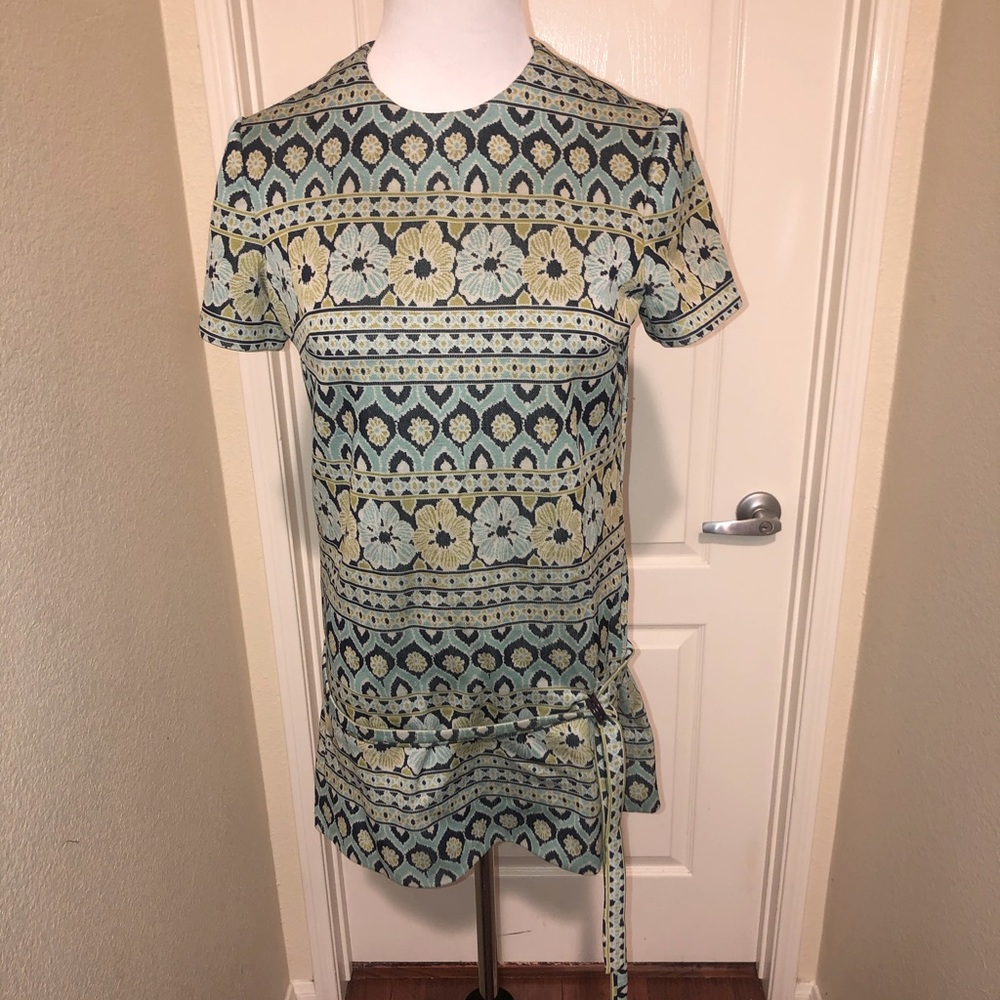 😎 Vintage 1960’s Retro zip-up blouse w/hip belt